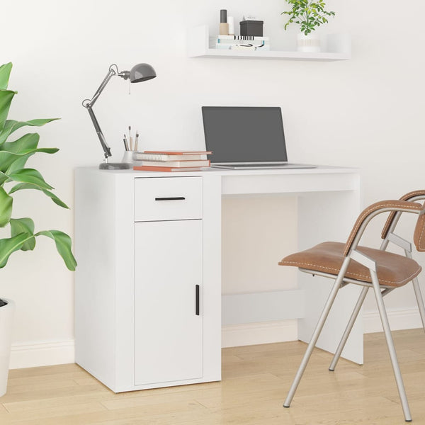 Home Office Desks Desk With Cabinet White Engineered Wood