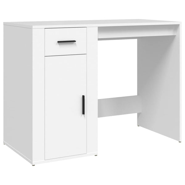 Home Office Desks Desk With Cabinet White Engineered Wood