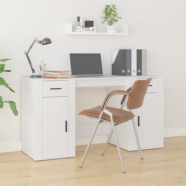 Home Office Desks Desk With Cabinet White Engineered Wood