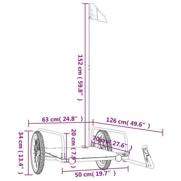 Trailers Bike Cargo Trailer Black 126X63x34 Cm Iron