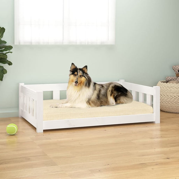 Pet Beds Dog Bed White 95.5X65.5X28 Cm Solid Wood Pine