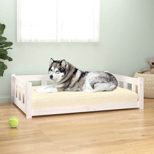 Pet Beds Dog Bed White 105.5X75.5X28 Cm Solid Wood Pine