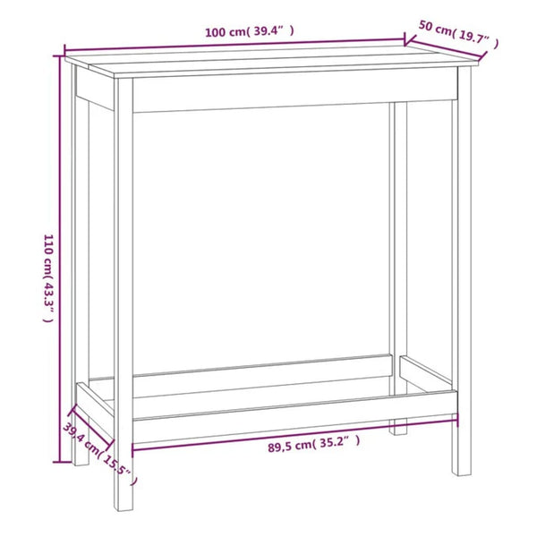 Bar Tables Bar Table 100X50x110 Cm Solid Wood Pine