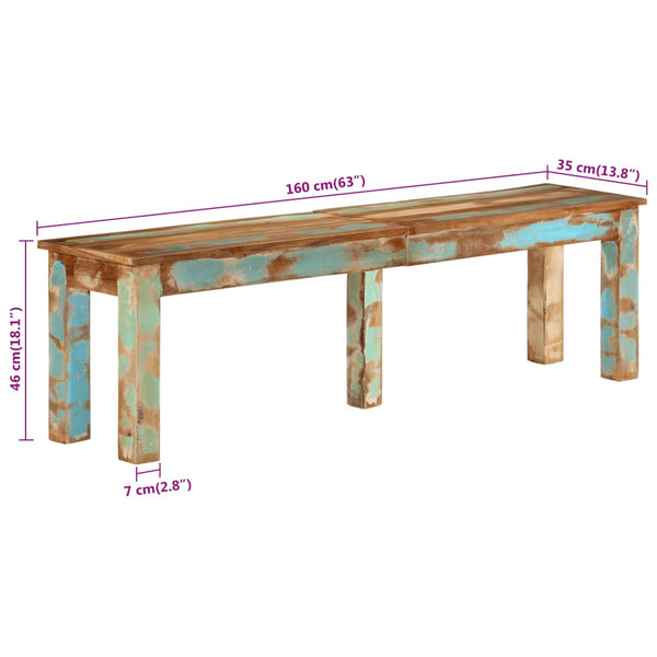 Benches Bench 160X35x46 Cm Solid Reclaimed Wood