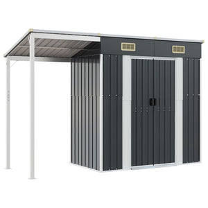 Sheds Summerhouses Carports Garden Shed With Extended Roof Anthracite 277X110.5X181 Cm Steel