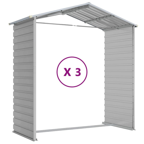 Sheds Summerhouses Carports Garden Shed Light Grey 191X300x198 Cm Galvanised Steel