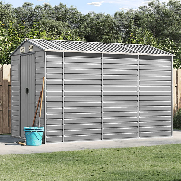 Sheds Summerhouses Carports Garden Shed Light Grey 191X300x198 Cm Galvanised Steel