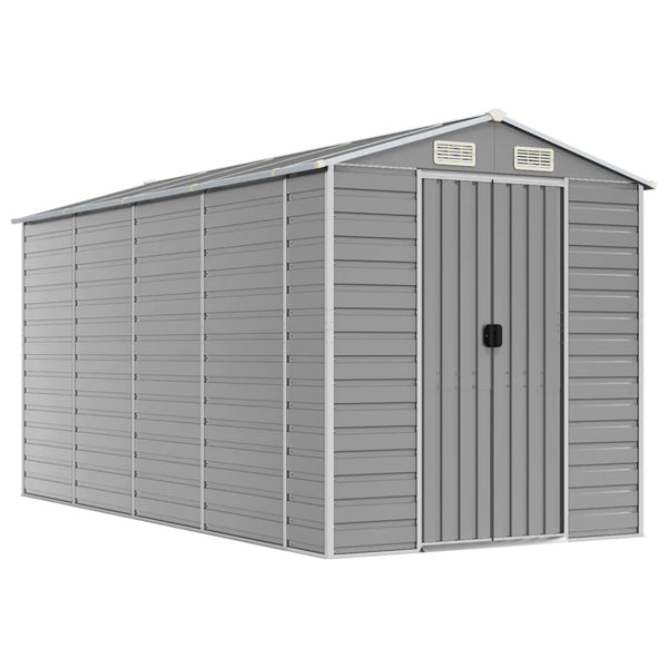 Sheds Summerhouses Carports Garden Shed Light Grey 191X385x198 Cm Galvanised Steel