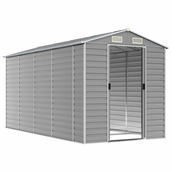 Sheds Summerhouses Carports Garden Shed Light Grey 191X385x198 Cm Galvanised Steel