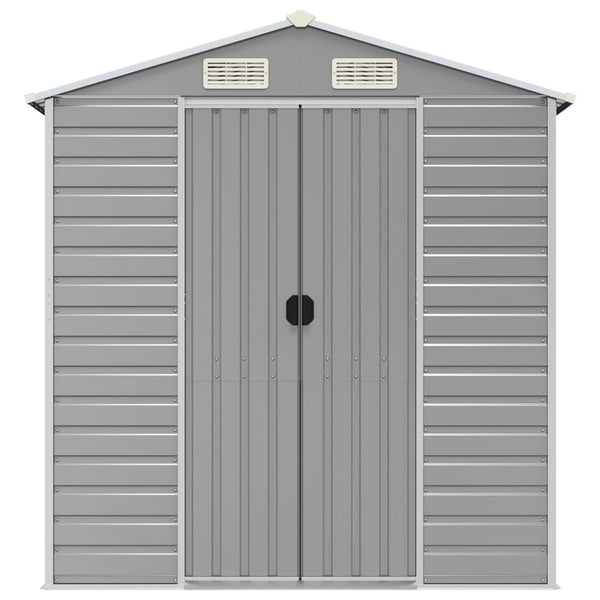 Sheds Summerhouses Carports Garden Shed Light Grey 191X385x198 Cm Galvanised Steel