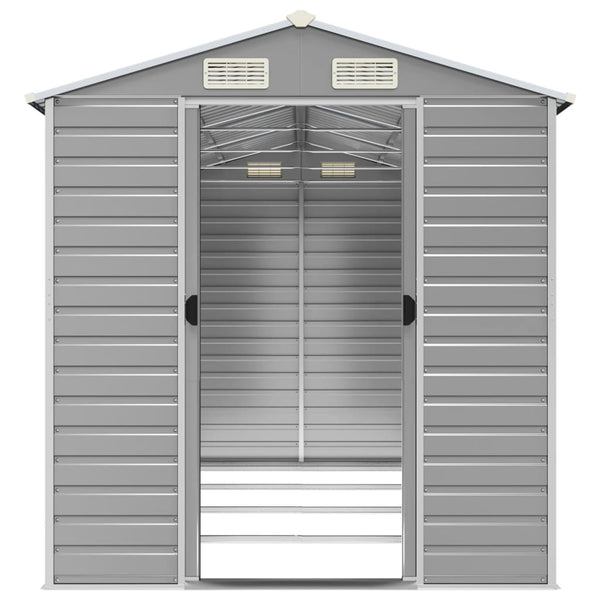 Sheds Summerhouses Carports Garden Shed Light Grey 191X385x198 Cm Galvanised Steel