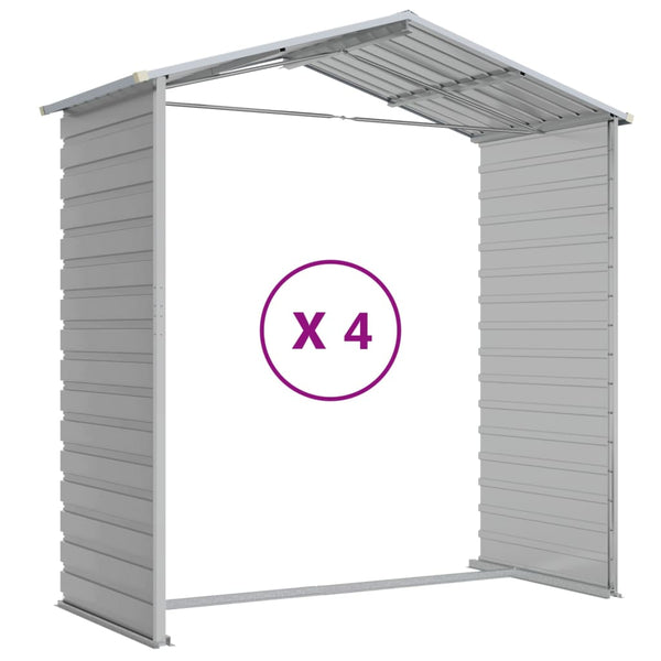 Sheds Summerhouses Carports Garden Shed Light Grey 191X385x198 Cm Galvanised Steel