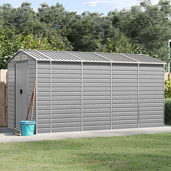 Sheds Summerhouses Carports Garden Shed Light Grey 191X385x198 Cm Galvanised Steel