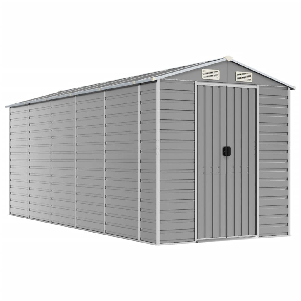 Sheds Summerhouses Carports Garden Shed Light Grey 191X470x198 Cm Galvanised Steel