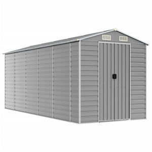 Sheds Summerhouses Carports Garden Shed Light Grey 191X470x198 Cm Galvanised Steel