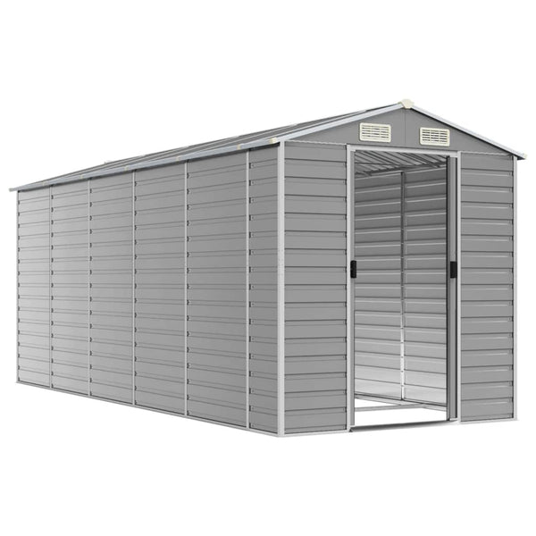 Sheds Summerhouses Carports Garden Shed Light Grey 191X470x198 Cm Galvanised Steel