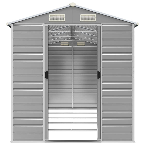 Sheds Summerhouses Carports Garden Shed Light Grey 191X470x198 Cm Galvanised Steel