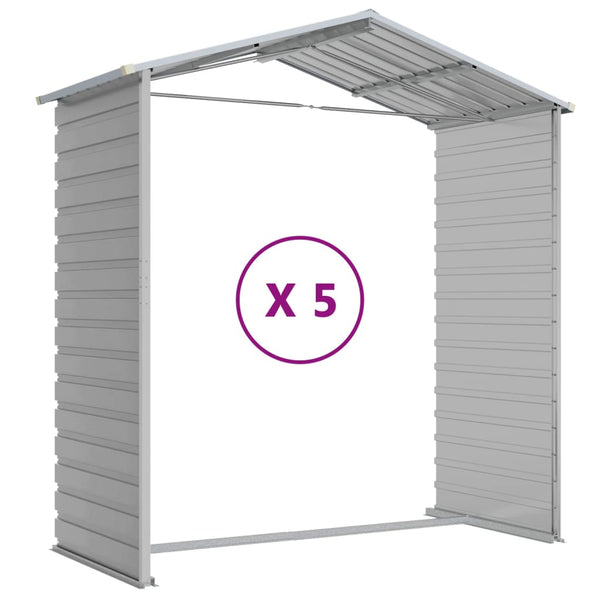 Sheds Summerhouses Carports Garden Shed Light Grey 191X470x198 Cm Galvanised Steel