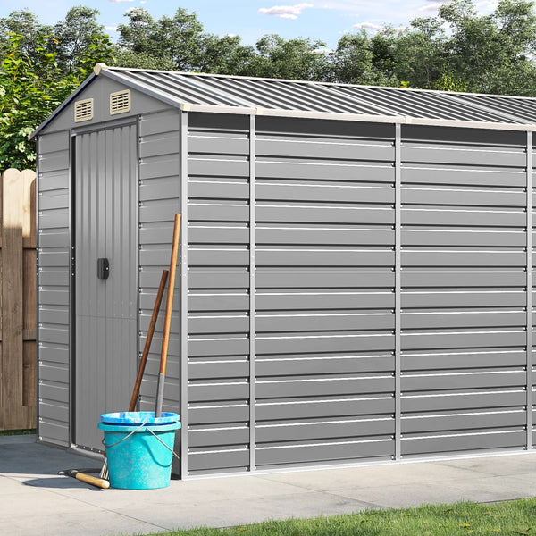 Sheds Summerhouses Carports Garden Shed Light Grey 191X555x198 Cm Galvanised Steel