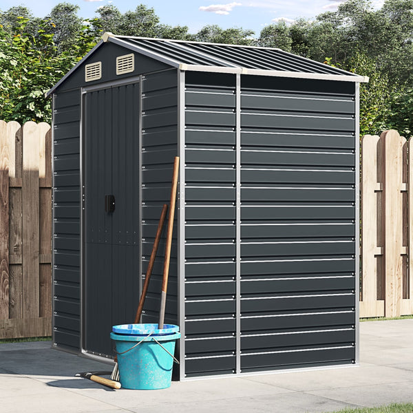 Sheds Summerhouses Carports Garden Shed Anthracite 191X130x198 Cm Galvanised Steel