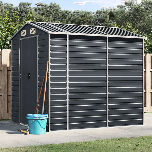 Sheds Summerhouses Carports Garden Shed Anthracite 191X215x198 Cm Galvanised Steel