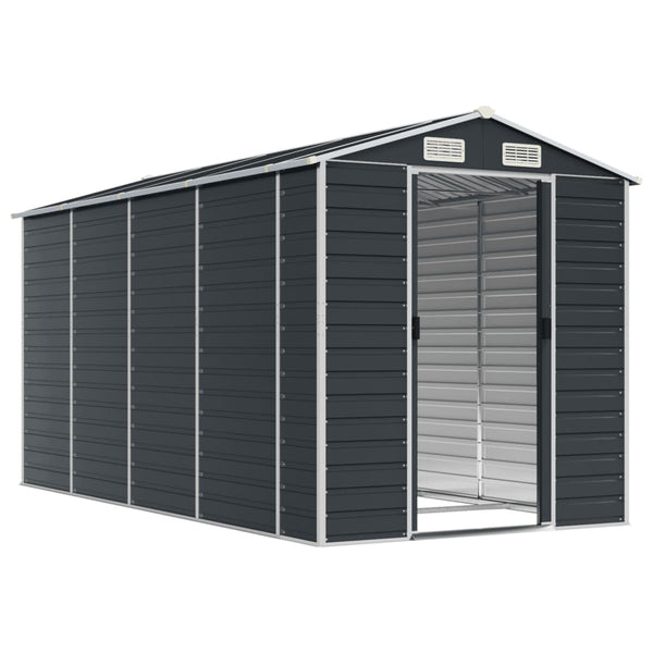 Sheds Summerhouses Carports Garden Shed Anthracite 191X385x198 Cm Galvanised Steel