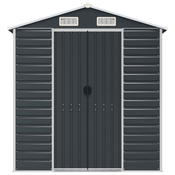 Sheds Summerhouses Carports Garden Shed Anthracite 191X385x198 Cm Galvanised Steel