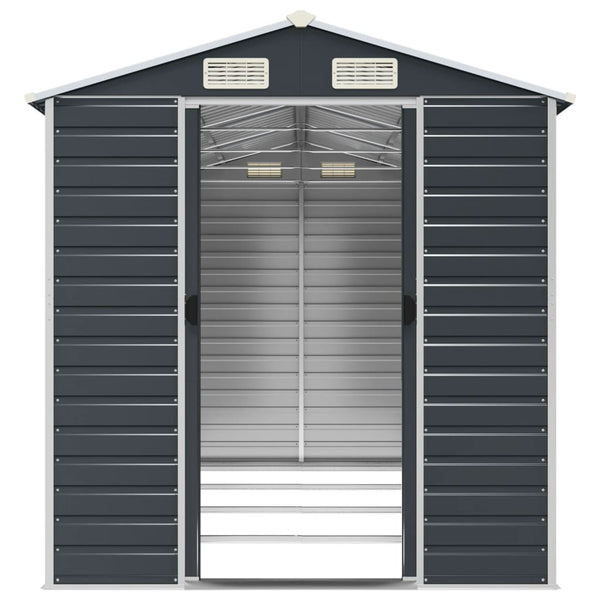 Sheds Summerhouses Carports Garden Shed Anthracite 191X385x198 Cm Galvanised Steel