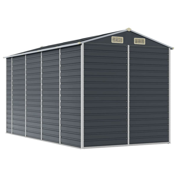 Sheds Summerhouses Carports Garden Shed Anthracite 191X385x198 Cm Galvanised Steel