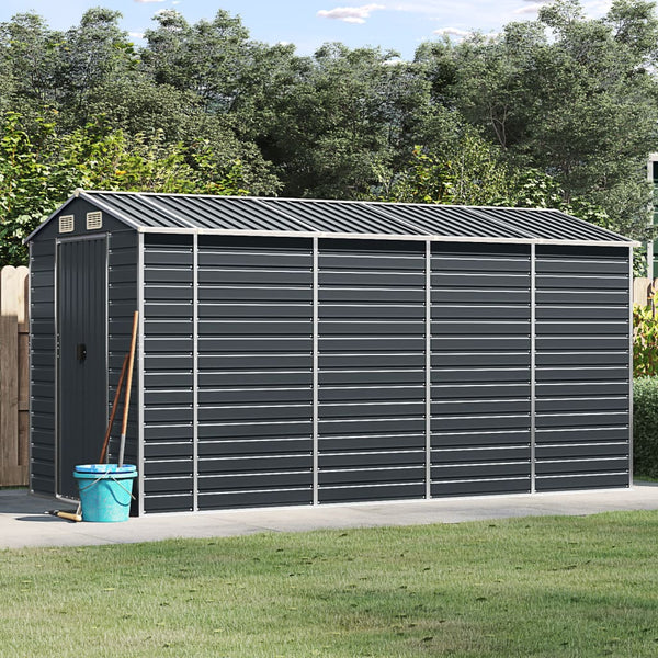 Sheds Summerhouses Carports Garden Shed Anthracite 191X385x198 Cm Galvanised Steel