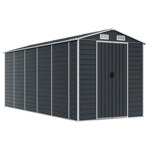 Sheds Summerhouses Carports Garden Shed Anthracite 191X470x198 Cm Galvanised Steel