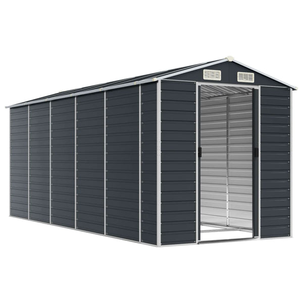 Sheds Summerhouses Carports Garden Shed Anthracite 191X470x198 Cm Galvanised Steel