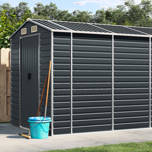 Sheds Summerhouses Carports Garden Shed Anthracite 191X470x198 Cm Galvanised Steel