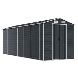 Sheds Summerhouses Carports Garden Shed Anthracite 191X555x198 Cm Galvanised Steel