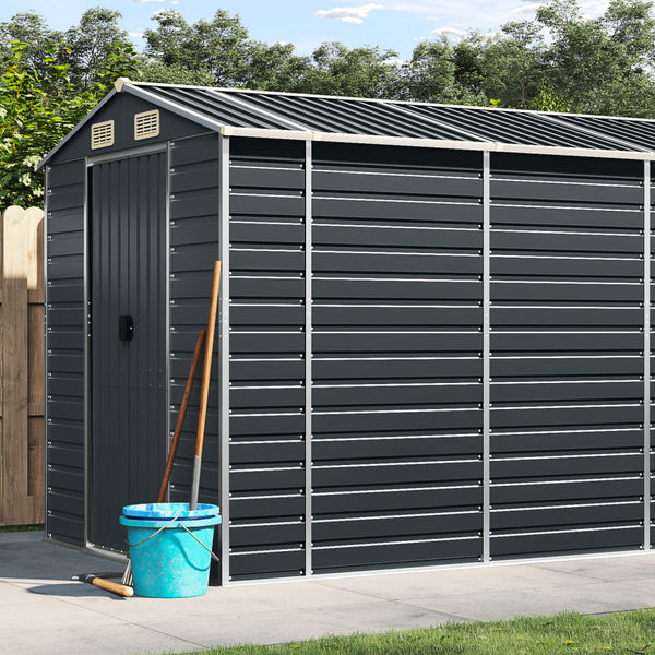 Sheds Summerhouses Carports Garden Shed Anthracite 191X555x198 Cm Galvanised Steel