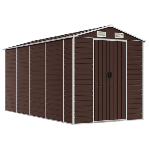 Sheds Summerhouses Carports Garden Shed Brown 191X385x198 Cm Galvanised Steel