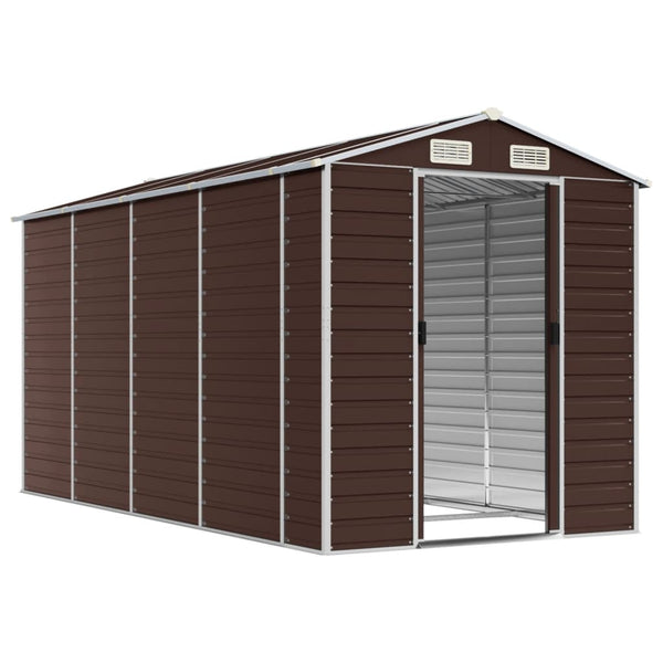 Sheds Summerhouses Carports Garden Shed Brown 191X385x198 Cm Galvanised Steel