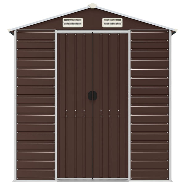 Sheds Summerhouses Carports Garden Shed Brown 191X385x198 Cm Galvanised Steel