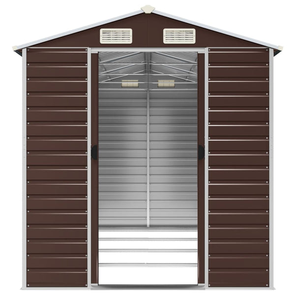 Sheds Summerhouses Carports Garden Shed Brown 191X385x198 Cm Galvanised Steel