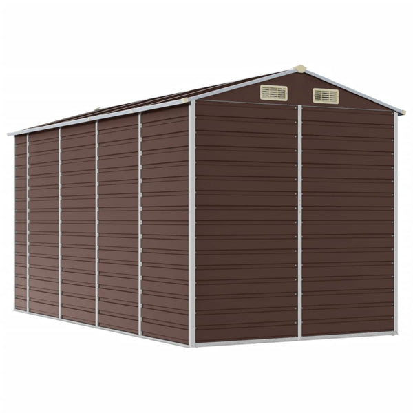 Sheds Summerhouses Carports Garden Shed Brown 191X385x198 Cm Galvanised Steel