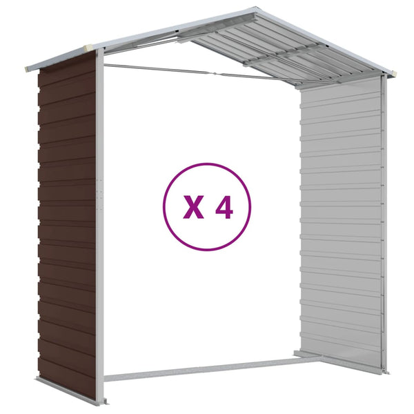 Sheds Summerhouses Carports Garden Shed Brown 191X385x198 Cm Galvanised Steel