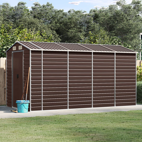 Sheds Summerhouses Carports Garden Shed Brown 191X385x198 Cm Galvanised Steel