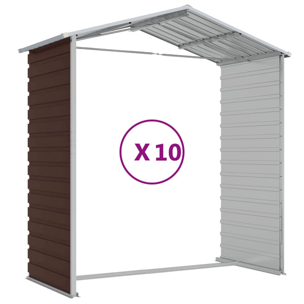 Sheds Summerhouses Carports Garden Shed Brown 191X895x198 Cm Galvanised Steel