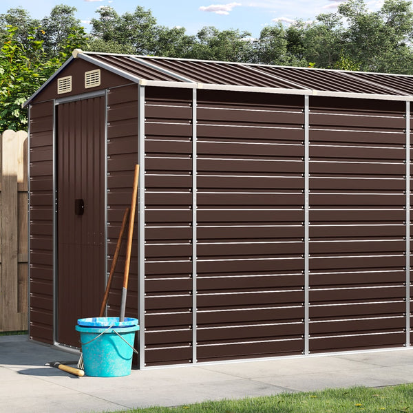 Sheds Summerhouses Carports Garden Shed Brown 191X895x198 Cm Galvanised Steel