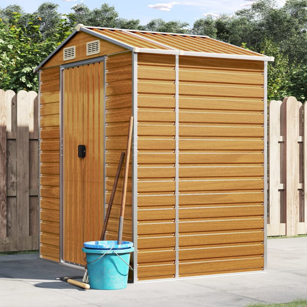 Sheds Summerhouses Carports Garden Shed Light Brown 191X130x198 Cm Galvanised Steel