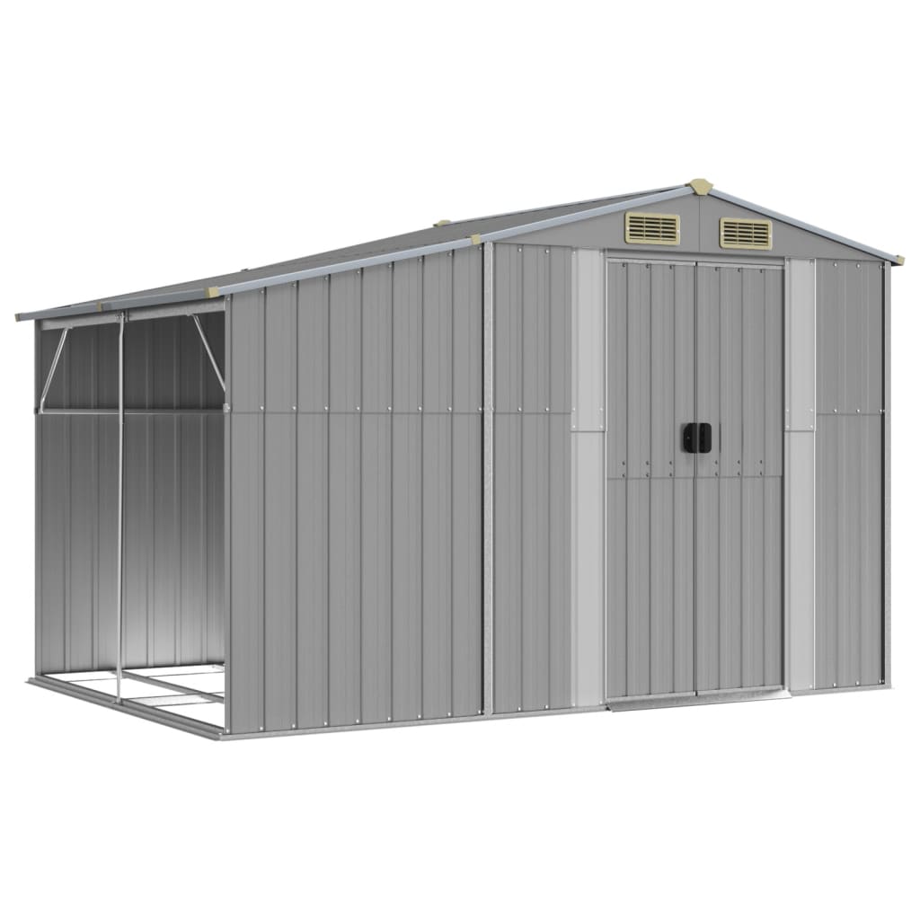 Sheds Summerhouses Carports Garden Shed Grey 277X192.5X179 Cm Galvanised Steel