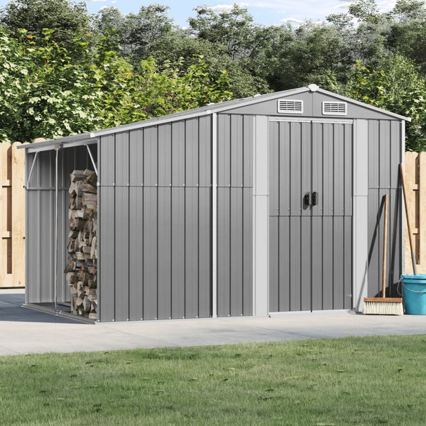 Sheds Summerhouses Carports Garden Shed Grey 277X192.5X179 Cm Galvanised Steel