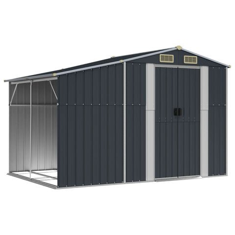 Sheds Summerhouses Carports Garden Shed Anthracite 277X192.5X179 Cm Galvanised Steel