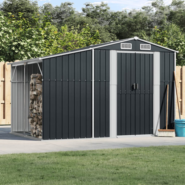 Sheds Summerhouses Carports Garden Shed Anthracite 277X192.5X179 Cm Galvanised Steel