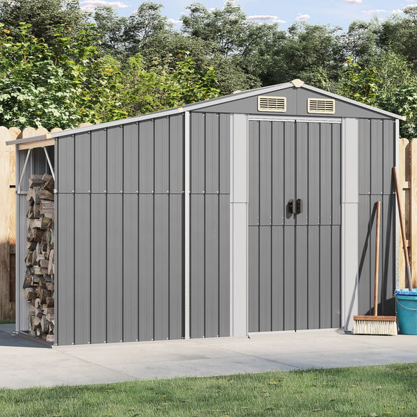 Sheds Summerhouses Carports Garden Shed Grey 277X93x179 Cm Galvanised Steel